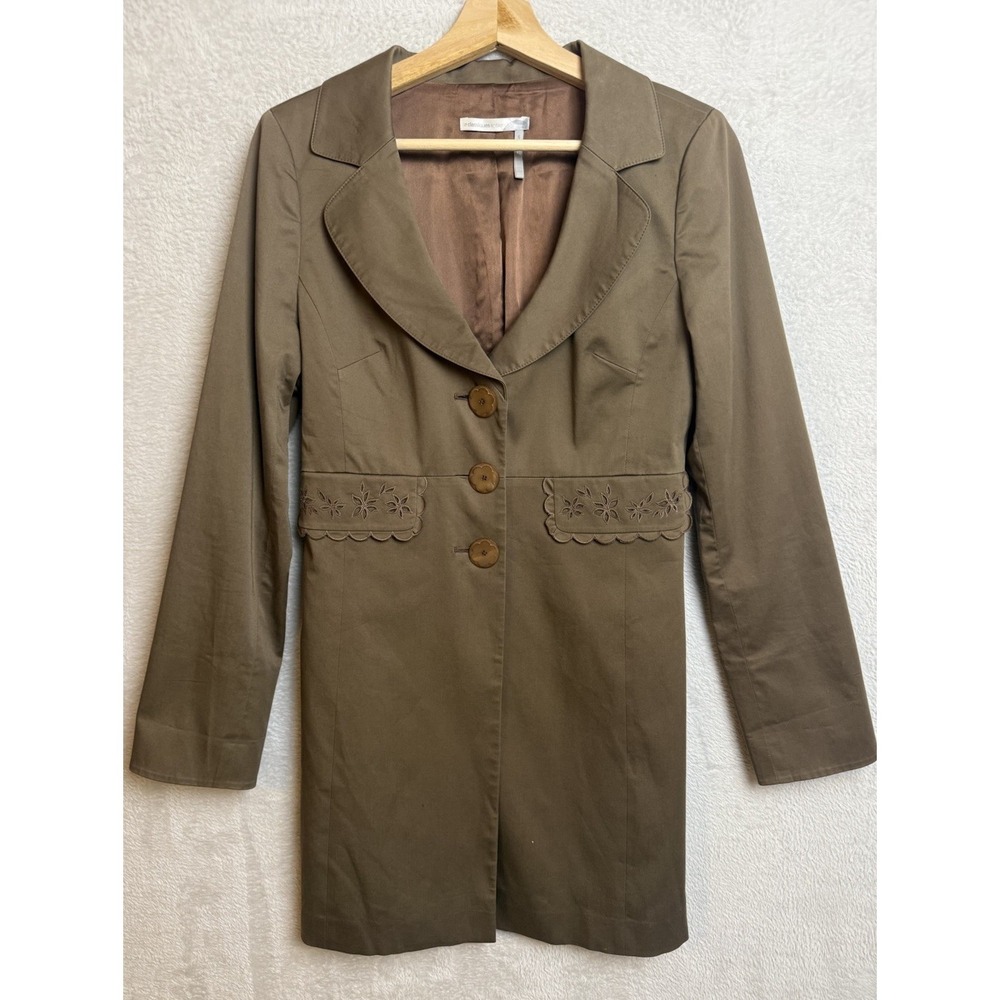 Classiques Entier Embroidered Long Blazer Coat Scallop Floral Y2K Gilmore Girl S